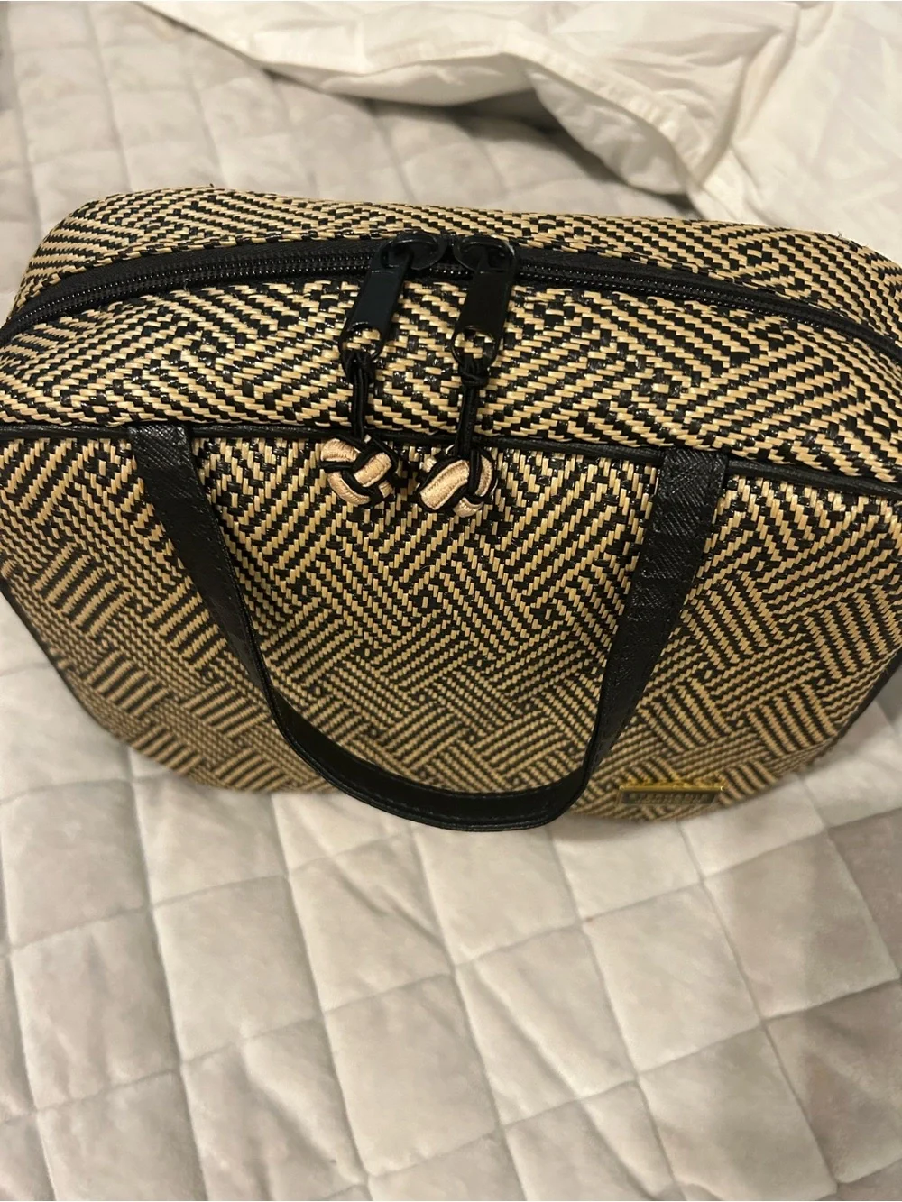 Stephanie Johnson Black and Natural Woven Cosmetic Case